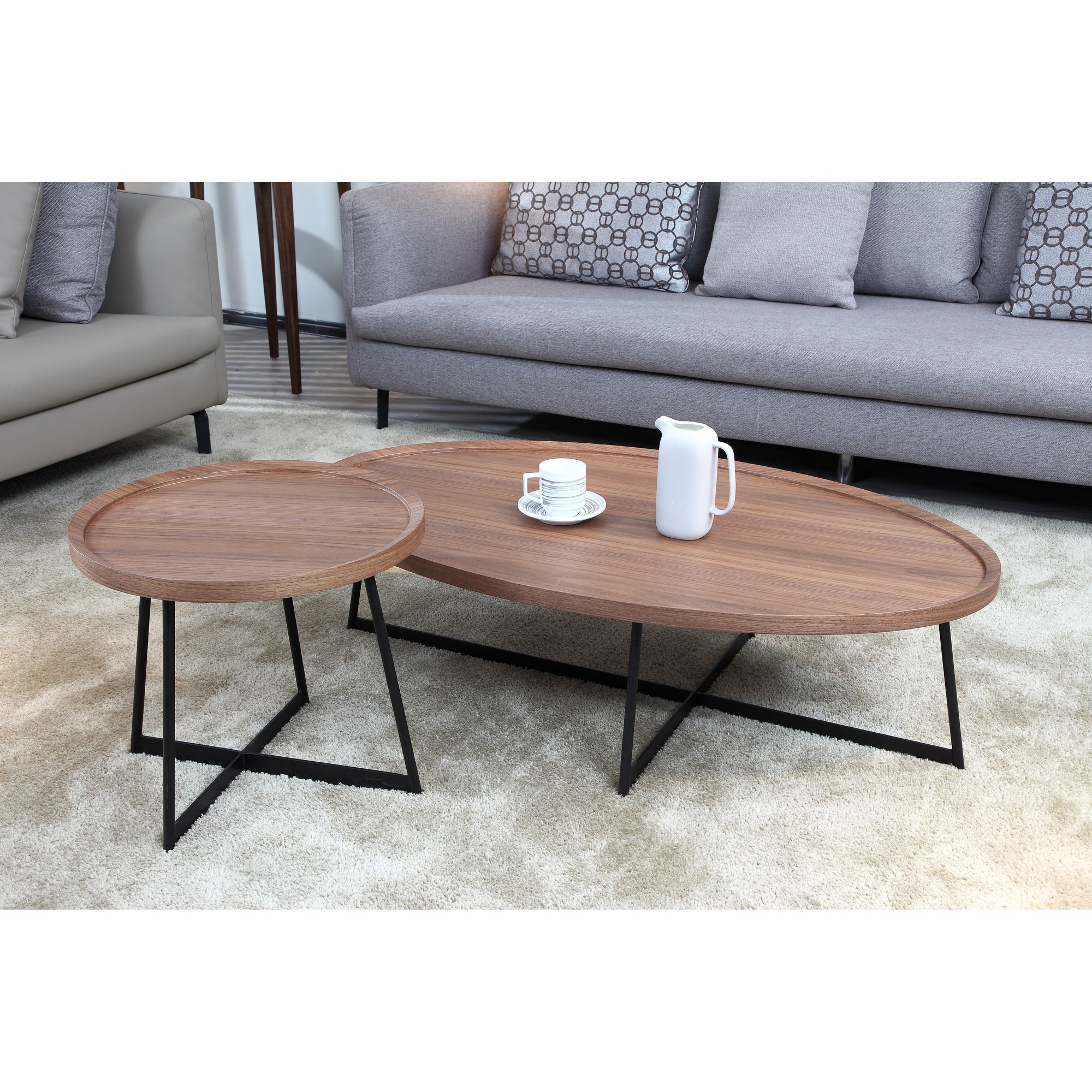 BRC6588A- Solid Oval shape wooden coffee table - Absolute Bedding